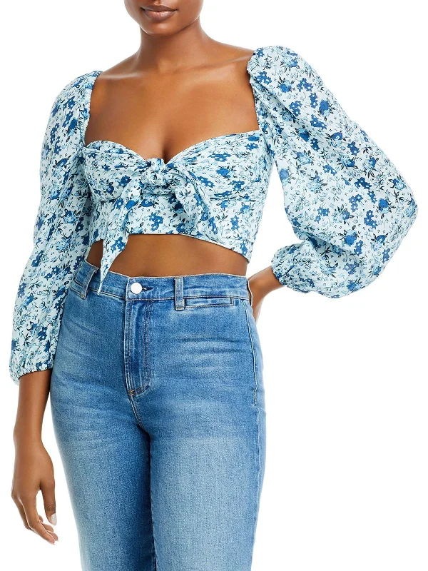 Womens Linen Off The Shoulder Cropped