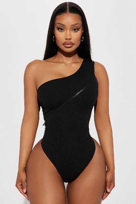 Zaraiah Zipper Bodysuit - Black